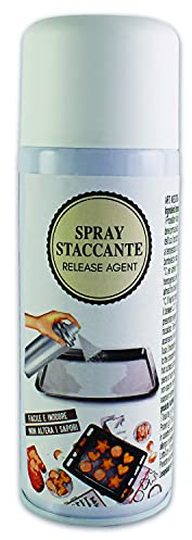 Staccante alimentare spray 300 ml per stampi e teglie. Facilita il distacco dei dolci dalle superfici. Non altera il sapore dei cibi. Semplice utilizzo, distribuzione uniforme