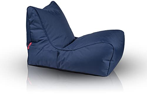 Ecopuf - Pouf Sessel Outdoor Chaise Longue - Sitzsack mit Staufach und Griff - Robuster Stoffsack - Entspannungssessel - Wohnungseinrichtung - Blau Nc8