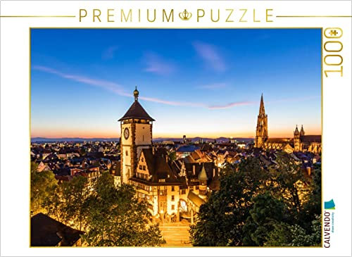 CALVENDO Puzzle Freiburg im Breisgau im Abendlicht 1000 Teile Puzzle quer | Lege-Größe cm Foto-Puzzle für glückliche Stunden