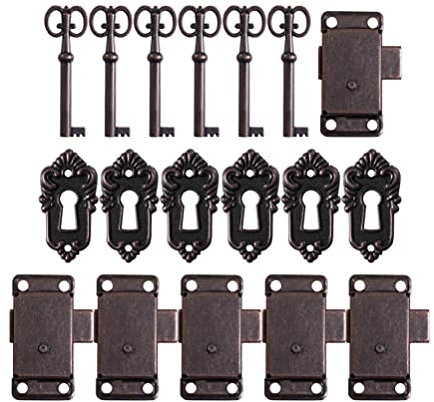 Cabilock 6 Ensembles Vintage Verrou D' armoire Antique Boîte à Bijoux Verrous Serrures Décoratives de Verrouillage Cadenas Matériel Kit pour Armoire Cabinet Tiroir Bronze Mot de Passe Verrou