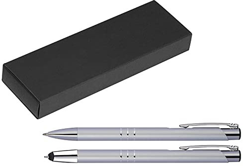 Metall Schreibset / Touchpen Kugelschreiber + Kugelschreiber / Farbe: silber
