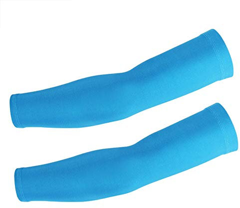 DETUCK Armsleeves UPF50+ - Mangas de ciclismo con protección solar, enfriamiento, seda de hielo, absorbe el sudor, secado rápido, transpirable, alta elasticidad, mangas anti-UV (un par), azul marino,