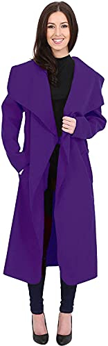 STAR FASHION Womens Italian Long Duster Coat Ladies Long Sleeve French Belted Trench Waterfall Jacket | UK One Size 8-14/16-22 |