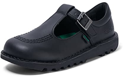 Kickers Junior Girl's Kick T Bar Black School Shoes, Vegan Black, 13 UK Child