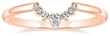 Titaniumcentral Ringe Damen Schmal Vorsteckring Rosegold Gold Silber Birnen und Rund Schliff Zirkonia Verlobungsringe Eheringe (Rosegold,49 (15.6))