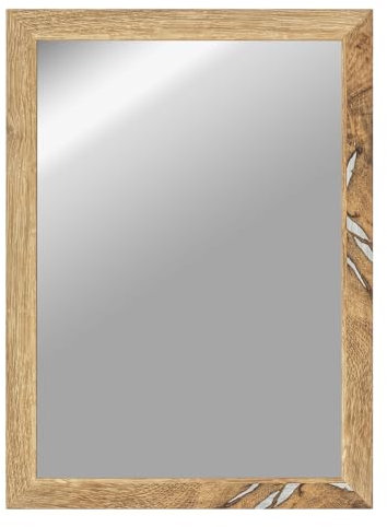 CLAMARO 'VISION' Wandspiegel 50x100 cm maßgefertigt | Eiche Altholz | Moderner eckiger Spiegel mit MDF-Holzrahmen, inkl. Metall Aufhänger und Montagematerial (Querformat & Hochformat)