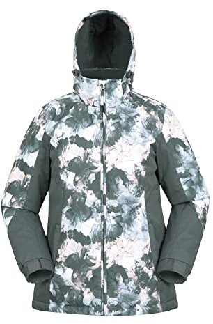 Mountain Warehouse Dawn Skijacke für Damen - Schneedicht, warme Snowboardjacke, Fleecefutter, Bündchen, Saum und Kapuze zum Verstellen - Ideale Winterjacke Khaki Damengröße EU 36
