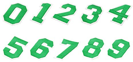 sourcing map 1Set Number Patches Embroidered Decorative Repair Iron on Patches Sew On Embroidered Applique 0-9 Green 2 Height for Clothes, Shoes, Hats, Backpacks, DIY