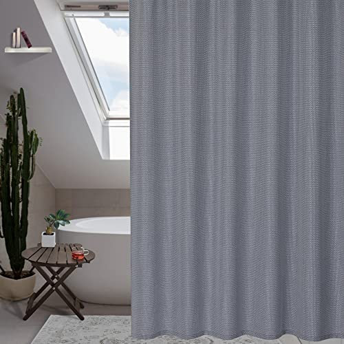 Techigher Tenda da doccia per bagno in lino e lino, tenda da doccia con ganci, lusso hotel, lavabile, 72 x 72 pollici