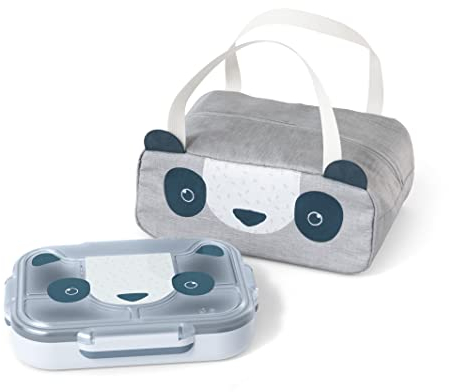 monbento - Kinder Lunchbox Set Erste Schritte - Mit brotdose kinder mit fächern MB Wonder und Thermo Lunchbag MB Wonder Travel - Blau