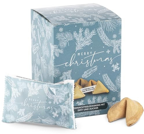 FOOD crew 10x Weihnachtsglückskekse mit Zimt Geschmack – Glückskekse Weihnachten - Süßigkeiten - Gebäck Einzeln Verpackt mit deutschen Sprüchen - Vegan - Made in Germany