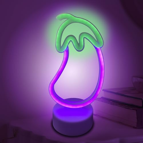 ALEENFOON Light Signs LED Neon Light Room Decor Night Lights Battery Powered and USB Operated Indoor Lighting Bedside and Table Lamps for Bedroom Christmas Party Bar (Eggplant)