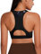 QUEENIEKE Sport-BH mit V-Ausschnitt, mit Handytasche, mittlere Unterstützung, Workout-Tops, gepolsterter Racerback-BH für Damen, V Schwarz, Large