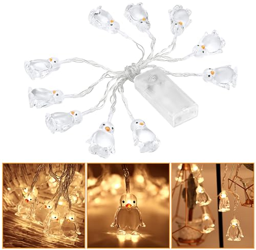 Viitech Pinguin-Lichterkette, 10 LED 1,65M AA-Batterien Betrieben Lichterkette Batterie, Warmweiße Schlafzimmer-und Kinderzimmer-Dekoration Lichterkette Innen für Weihnachten Halloween Party Hochzeit