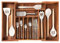 KitchenEdge Premium Silverware, Flatware and Utensil Organizer for Kitchen Drawers, Expandable 15 to 25 Inches Wide, 10 Compartments, Food-Safe Premium Acacia Wood Finish Kitchen Storage Tray
