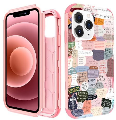 Pegmode for iPhone 11 Pro Max Case - Heavy Duty Protective Designer Christian Quotes Cute Cartoon Hard Shockproof Bumper Phone Cases for 11 Pro Max for Girly Women Men Girls Boys Teens