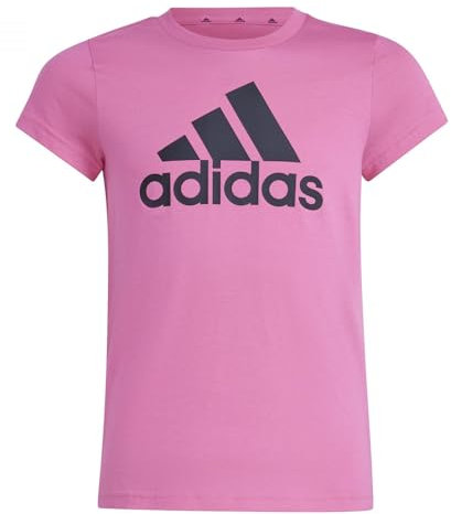 adidas Bambina Essentials Big Logo Cotton Tee, Pulse Magenta/Black, 11-12 Years