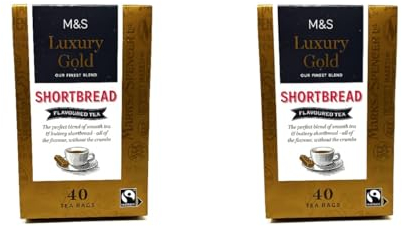 M&S Luxury Gold Shortbread Biscuit 40 Teabags 116g - 2 Pack in a Premier Life Store Box
