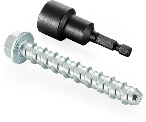 Mellewell 1/2 x 2-1/2 Zinc Plated Large Diameter Concrete Screw for Anchoring to Masonry, Concrete, Brick or Block, Quantity 10