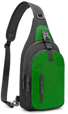 Leichte Brusttasche Sling Schulter Rucksäcke, Brusttasche Herren mit Verstellbarem Schultergurt, Umhängetasche Crossbody Bag Backpack für Outdoorsport, Radfahren, Hundewandern (Grasgrün)