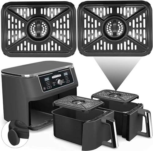 GCQ Air Fryer Grill Pan for Ninja Foodi AF500UK 10.4L 7 in 1 AF400UK 9.5L 6 in1 DualZone 2 Drawers Air Fryer, Replacement Air Fryer Crisper Plate Grill Plate Tray Accessories, Dishwasher Safe