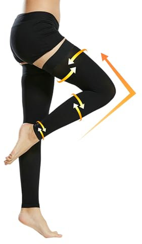 Evolyline Medizinisch Kompressionsstrümpfe Damen & Herren 20-30 mmHg, Klasse II Oberschenkel Lang Kompressionssocken Stützstrümpfe Footless mit Silikonband für Abgestufte Unterstützung Krampfadern