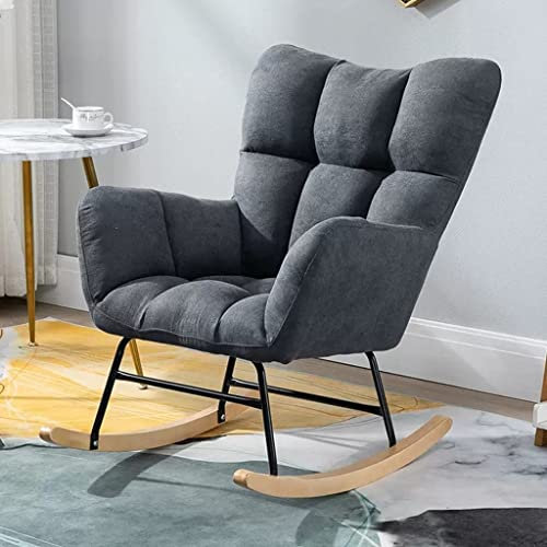 MEHWSUR Samt-Schaukelstühle for Kinderzimmer, Glider Rocker for Babyzimmer mit Massivholzgestell, moderner Stillstuhl, Akzentsessel, bequemer Beistellstuhl mit hoher Rückenlehne (Color : Gray-1)