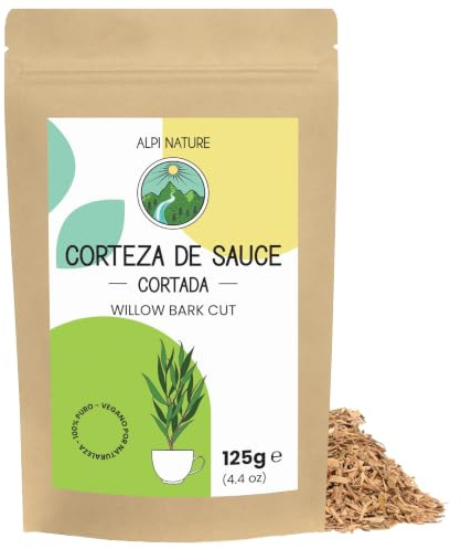 Alpi Nature Corteza de Sauce Blanco Infusión 125g, Corteza de Sauce Seca y Cortada, Té Suelto
