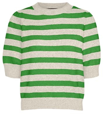 VMDOFFY GA NOOS 2/4 O-Neck Pullover, Birch/Stripes: Summer Green, M