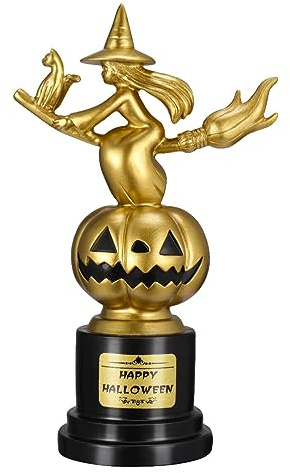 NUOBESTY Hexen-Kürbis-Trophäe Happy-Halloween-Trophäe Goldene Trophäe Auszeichnung Für Beste Kostüm Cosplay-Party-Auszeichnungen Siegertrophäe
