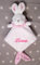 BotoBaby® - Schmusetuch mit Namen und Geburtsdatum - Kuscheltuch - (Hase Rosa - Weiß Flauschig)