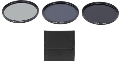 ND-Filterset, mit ND2-Filter, ND4-Filter und ND8-Filter, HD-Mehrschichtbeschichtung, Anti-Überbelichtungs-Kameraobjektivfilter für Aufnahmezubehör (72mm)