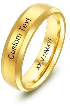 MeMeDIY Personalisierte Edelstahl Ringe Ehering mit Eingraviertem Namen Datum und Text Paarringe/Drehbare Ringe für Herren/Verlobungsringe für Verlobte/Freund-Style D2-12#