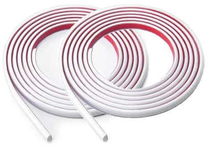 5M*2 Rolls Self-Adhesive PVC Tile Edging Strip Flexible Backsplash Floor Edge Moulding Trim,Laminate Beading,Liner for Corner,Caulk Decorative for Furniture Mirror,Panel,Wall,White