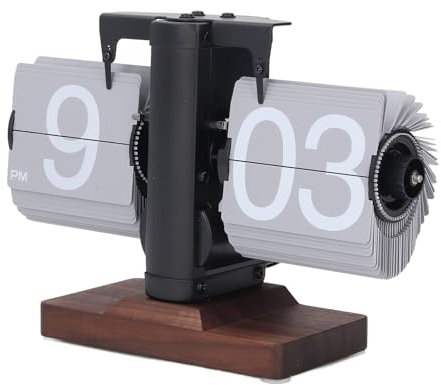 Zunate Flip Tischuhr, Retro Flip Tischuhr, Mechanisches Retro Design, 12 Stunden Automatische Flip Tisch Digitalanzeige, Batteriebetriebene Flip Down Uhr (Schwarzer Rahmen, graue Seiten)
