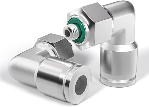TAILONZ PNEUMATIC 304 Edelstahl Ellenbogen Außengewinde 4mm Rohr-AD x M5 Gewinde 90 Push-to-Connect Fittings PL4-M5 (Packung mit 2)