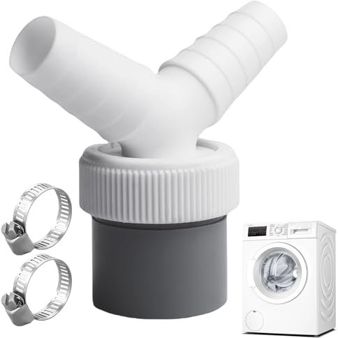 Abfluss Waschmaschine Doppelanschluss Y-adapter,für Ø40 mm Rohrauslass und Ø18-23 mm Einlassschlauch,für die Doppelmaschinenentwässerung für Waschmaschine,Geschirrspüler,Trockner