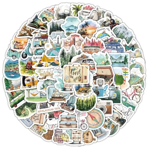 ENLACE 100 Stück Reiseaufkleber, Reisen im Freien Sticker Set, Scrapbook Aufkleber Zubehör, Sticker Reisen, Scrapbook Stickers für Reisen, Aufkleber für Koffer Scrapbook Skateboard Motorrad