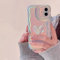 JiuWang Funda para iPhone 16 Pro MAX Rosa Láser Cambia de Color, Borde Ondulado y Corazón 3D, Material IMD PC AntiGolpes, Diseño Cute Romántica para Mujer