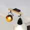 Deckenstrahler 2 Flammig, Schwenkbar 350°, Vintage Deckenlampe LED Deckenleuchte, E14 Fassung Industrial Holzmaserung Spotbalken für Küche, Wohnzimmer, Schlafzimmer, Schwarz (Ohne Leuchtmittel)
