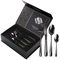 VIQWYIC Juego de cubiertos de 24 piezas, cubiertos martillados, cuchillo de acero inoxidable, tenedor, cuchara, juego de cubiertos para 6 personas, modernos cubiertos de plata para