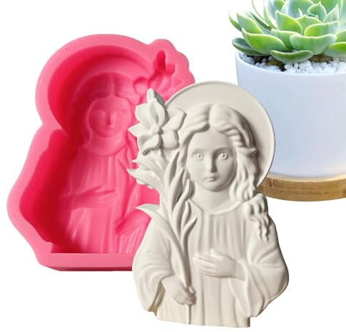 Virgin Mary Candle Mold, Silicone Candle Molder, 5.24x3.62 Inches Easy Release Flexible, Catholic Sculpture for Resin, Gypsum, Fondant, Concrete Art and Home Craft Projects