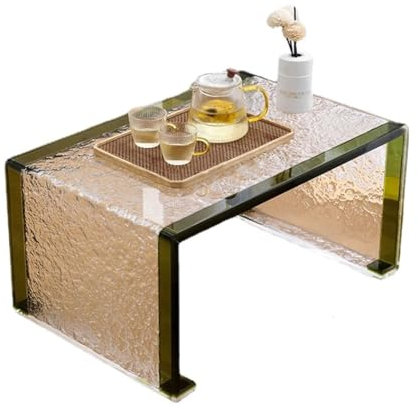 CYairong-22 Couchtisch Schwebendes Fensterbrett aus Acryl mit Steinmuster, Kleiner Tisch, transparenter Kleiner Couchtisch, sitzender Boden, Tatami Teetisch