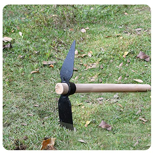 OVAQUIXI Garden Hand Hoe Pick Tool, Wood Handle, Multi-Purpose Cultivator for Weeding and Soil Turning