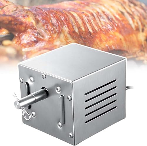 vnmudzeo Motore per Girarrosto per Barbecue in Acciaio Inox, Asta di Trasmissione A T, Motore per Girarrosto per Maiale, Capra, Pollo, per Barbecue All'Aperto E Campeggio,80-100KG