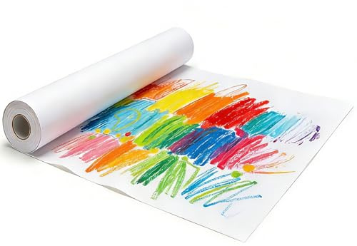 Zeichenpapier Rolle, 43cm x 20m Papierrolle Malen Kinder, Weiße Malpapier, Zeichenrolle Kinder Künstler Skizze Malerei Papier für Zeichnen, Skizzieren, Basteln