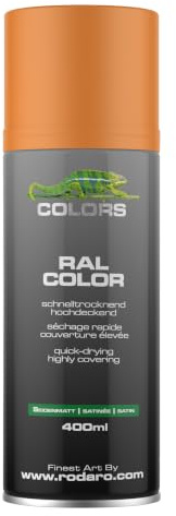 COLORS Sprühlack - 400ml Spraydose - Sprühfarbe für alle Oberflächen, Innen und Aussenbereich, Tolle Deckkraft | RAL2003 - Pastellorange Seidenmatt
