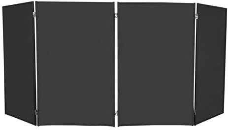 DJ-Booth Faltbare Abdeckung - Verkleidung für DJ Pult zusammenklappbarer und Mobiler DJ Stand 4 Segmente Frontboard Video-Licht Projektor-Display für ein Professionelles Bühnenbild (Schwarz)