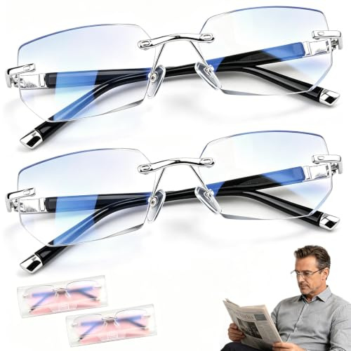 Autofokussierende, 2Stück Brille Die Sich Automatisch Der Sehstärke Anpasst | Autofokus Brille mit Selbsteinstellung, Blaulichtschützende Hochauflösende Progressivbrille mit Brillenboxen Herren Damen