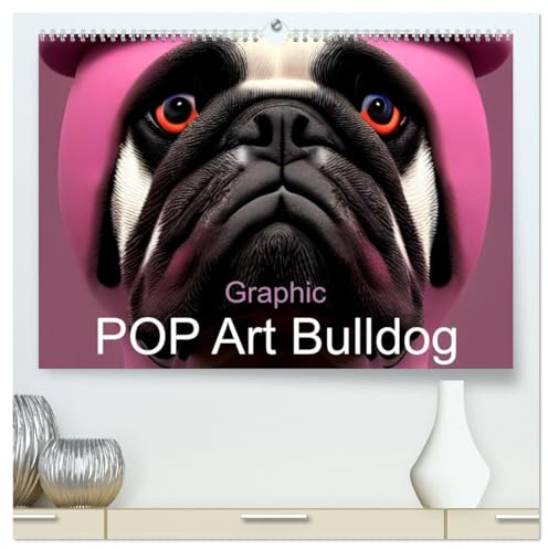 Graphic PoP Art Bulldogge (hochwertiger Premium Wandkalender 2026 DIN A2 quer), Kunstdruck in Hochglanz: Lustige Graphic PoP Art Bulldogge in bunten Farben (CALVENDO Kunst)